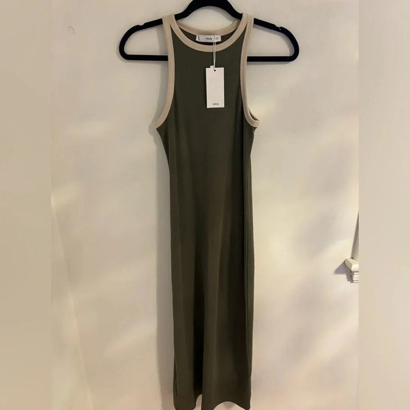 Mango Tini Maxi Dress in Green with White Trim NWT - Picture 6 of 9
